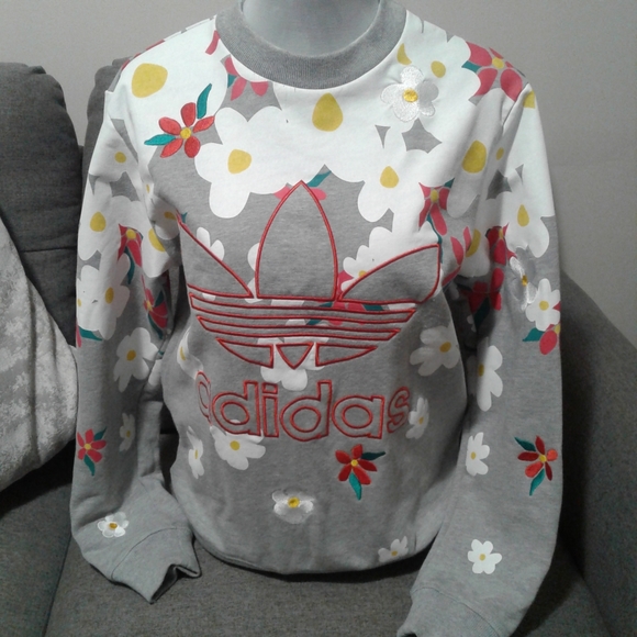 Adidas x Pharrell Williams Trefoil Daisy Print/ Embroidered Crew Size Small - Picture 4 of 16